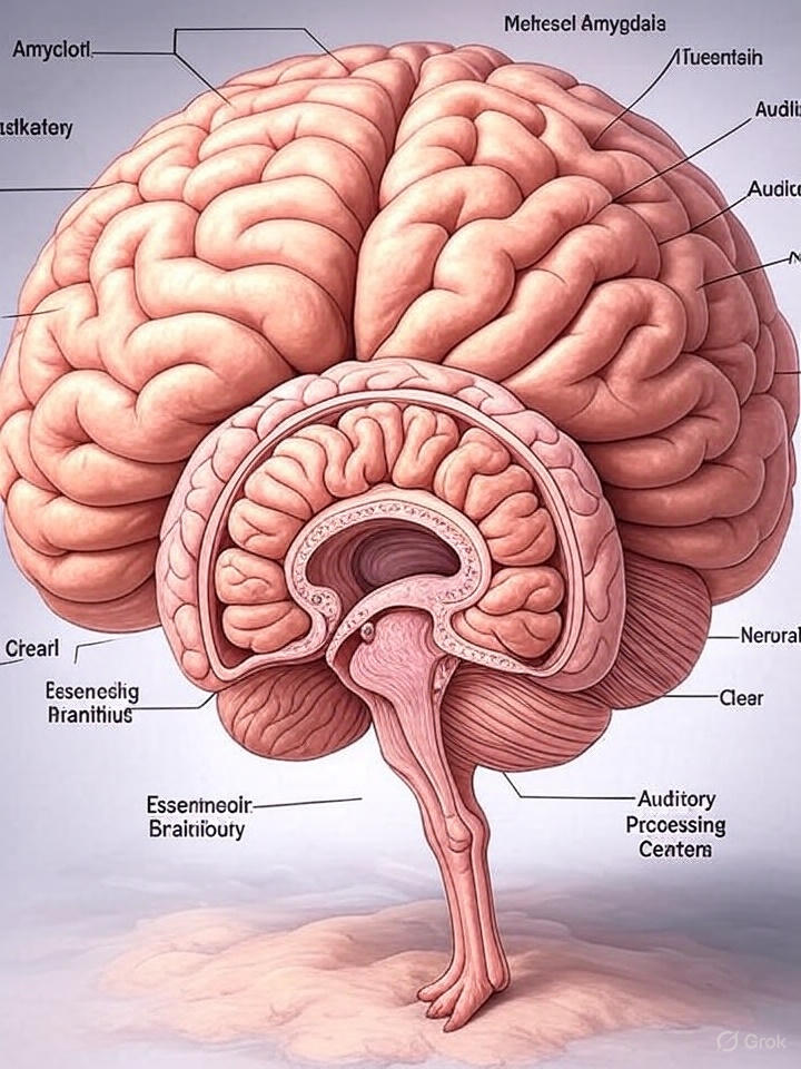 Rabbit brain anatomy diagram showing enlarged fear centers and prey animal behavioral adaptations"
