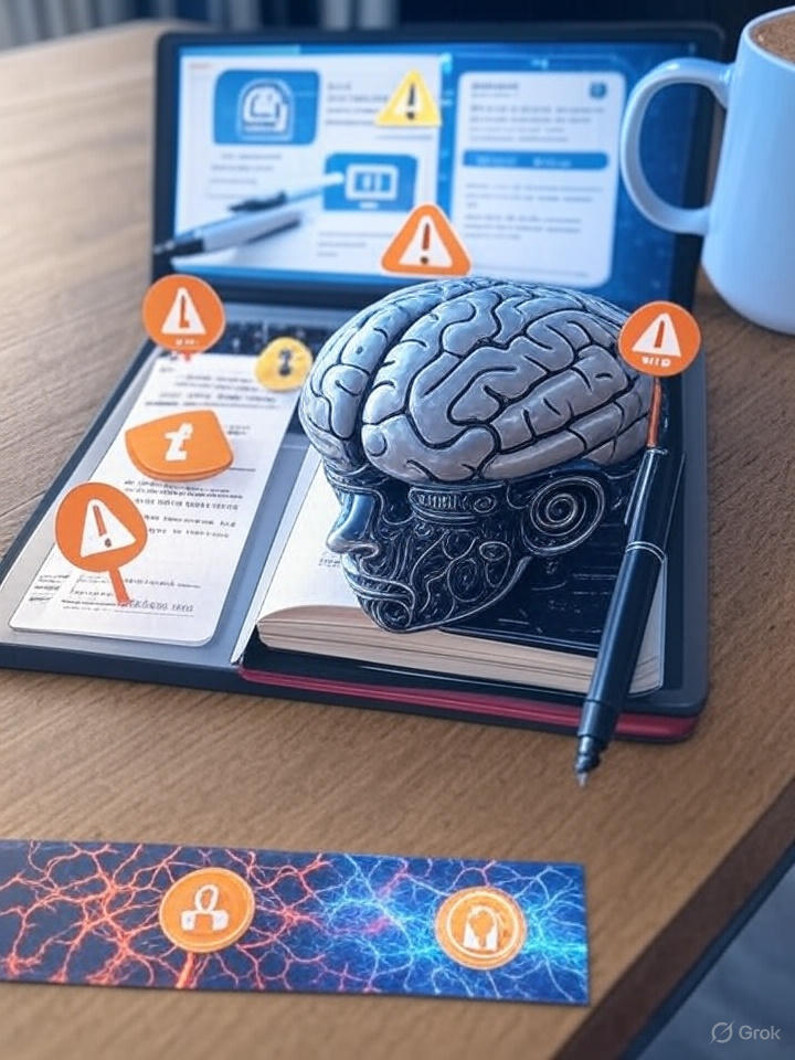 “Split image comparing a human brain to a robotic brain, symbolizing AI’s lack of emotional intelligence.”


