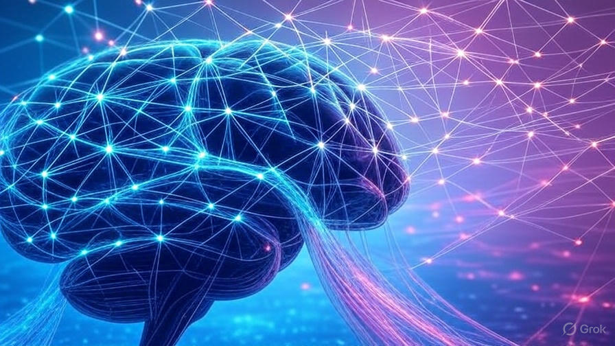 AI goals and objectives visualization showing neural networks and digital connections for 2025"