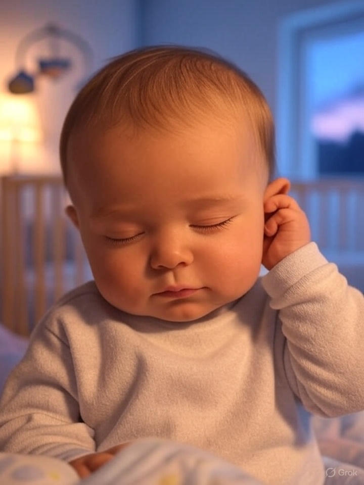 "Tired baby rubbing ear as sleep cue - fatigue-related ear touching behavior"