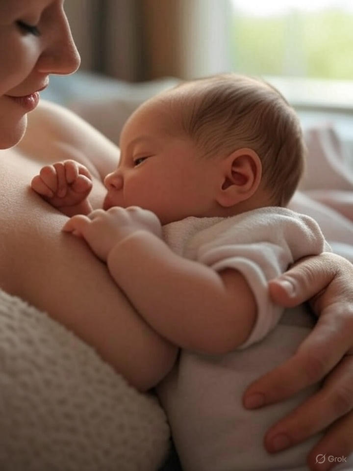 Newborn baby breastfeeding showing frequent feeding needs in early months"
