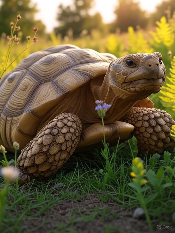 Hermann's tortoise in natural habitat showing shell patterns, representing longest living pet with 50-90 year lifespan