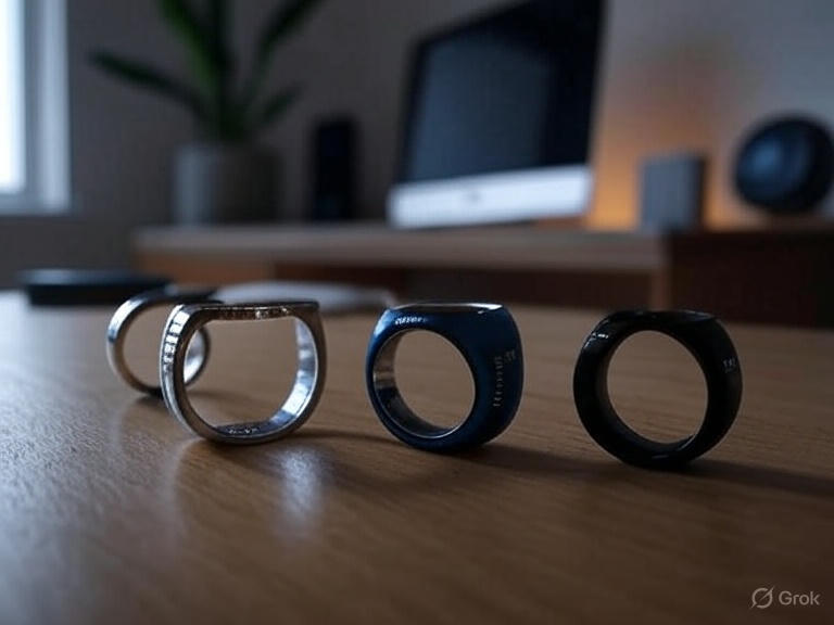 "Comparison of three different health ring models showing various designs and finishes available in the market"